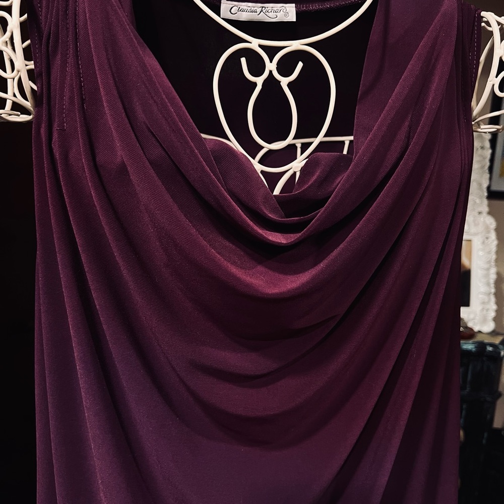 Claudia Richard Deep Plum Draped Top Used, Size XL